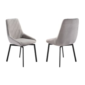 2 Luxur Living Karwadi Gray Swivel Upholstered Dining Chairs