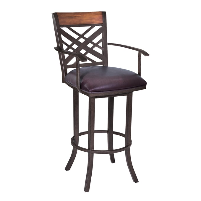 Luxur Living Kasod Brown 26 Inch Arm Barstool LUX-LCTA26ARBABR