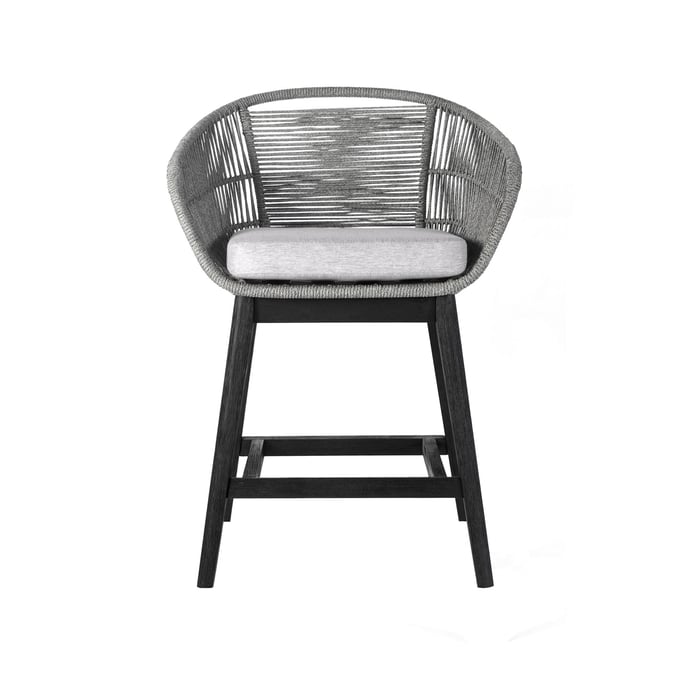 Luxur Living Kawhala Black Gray Outdoor Counter Height Bar Stool LUX-LCTFBAGRBL26