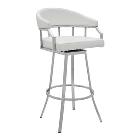 Luxur Living Palmdale White Faux Leather Swivel Bar Stool