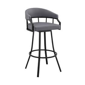 Luxur Living Kesori Black Grey Faux Leather 26 Inch Swivel Bar Stool