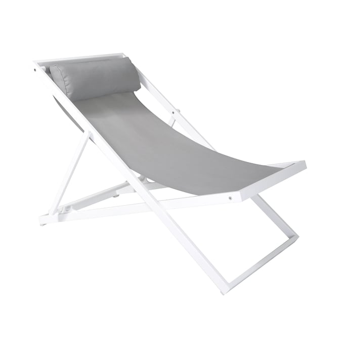 Luxur Living Kharbadi White Grey Sling Outdoor Patio Deck Chair LUX-LCWALOWH