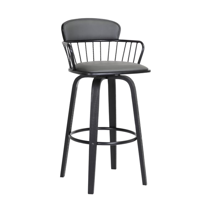 Luxur Living Khed Grey 25.5 Inch Swivel Counter Height Stool LUX-LCWIBABLKGRY26