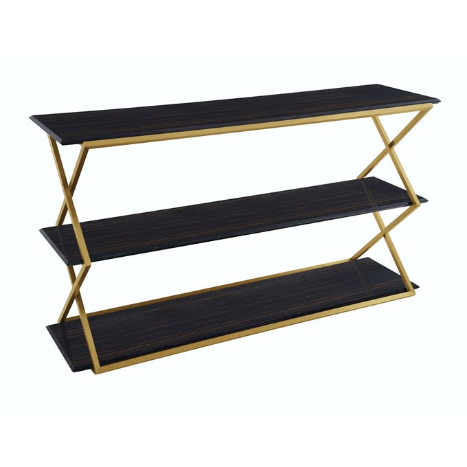 Luxur Living Kharwad Dark Brown 3 Tier Console Table LUX-LCWLCNBRGLD