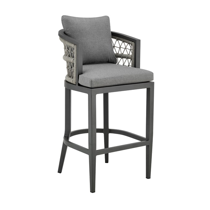 Luxur Living Khetri Earl Gray Outdoor Patio Counter Stool LUX-LCZEBAGRY26