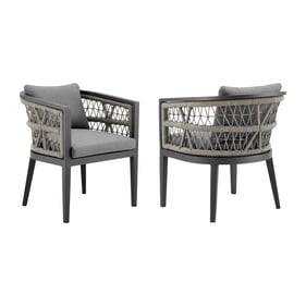 2 Luxur Living Khetri Earl Gray Outdoor Patio Dining Chairs