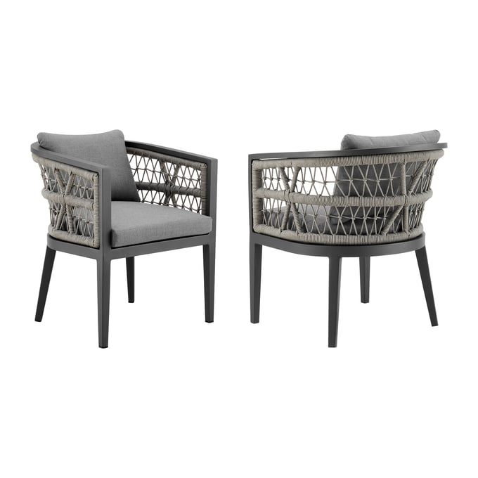 2 Luxur Living Khetri Earl Gray Outdoor Patio Dining Chairs LUX-LCZESIGRY