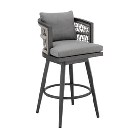 Luxur Living Khetri Earl Gray Outdoor Patio Swivel Counter Stool