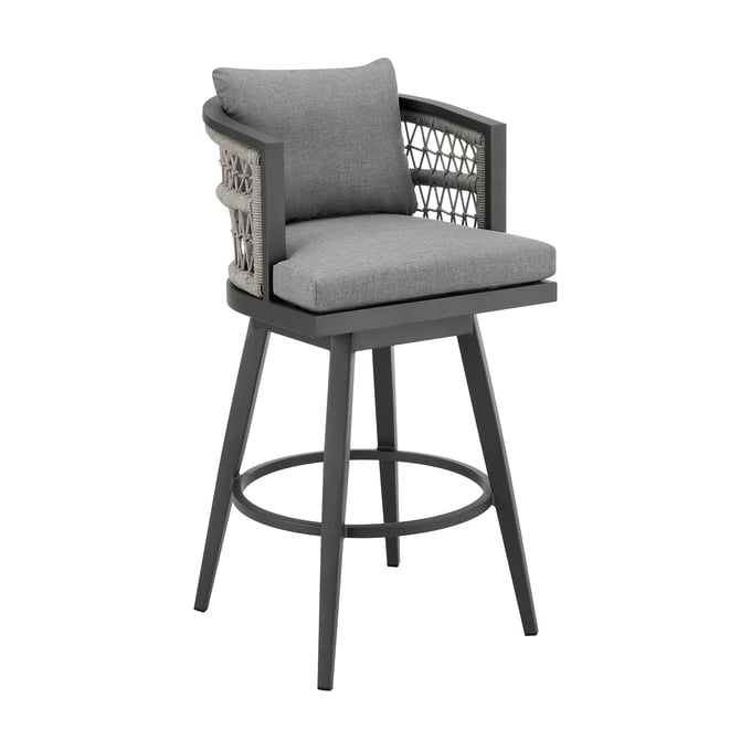 Luxur Living Khetri Earl Gray Outdoor Patio Swivel Counter Stool LUX-LCZESWBAGRY26