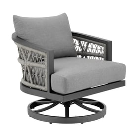 Luxur Living Khetri Earl Gray Outdoor Patio Swivel Arm Chair