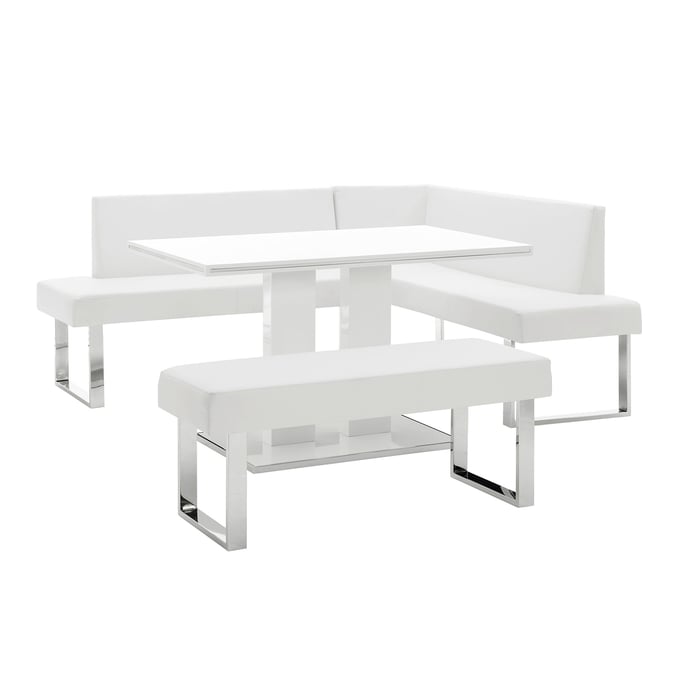 Armen Living Amanda White 3pc Rectangular Dining Set ARM-SETAMDI3WH