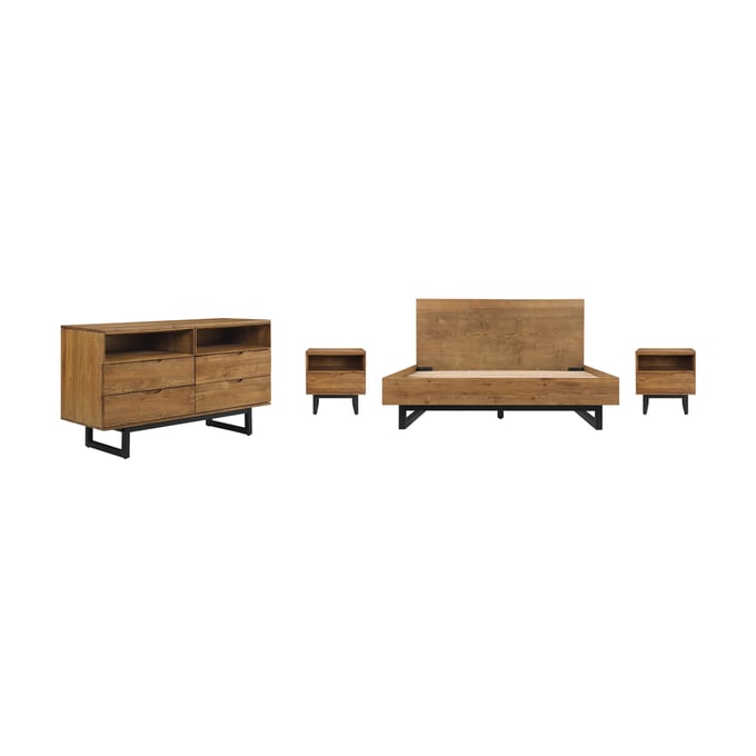 Luxur Living Agaskhed Brown 4pc Queen Bedroom Set LUX-SETAOBDBRQN4B