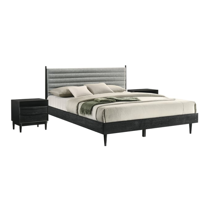 Luxur Living Anakwadi Black Gray 3pc Bedroom Set with King Bed LUX-SETARBLKKG3