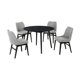 Luxur Living Amba Grey Black 42 Inch 5pc Dining Set