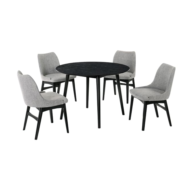 Luxur Living Amba Grey Black 42 Inch 5pc Dining Set LUX-SETARDI5AZBLGR42