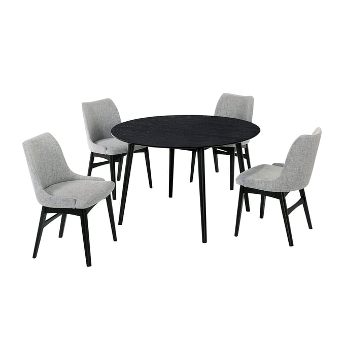 Luxur Living Amba Grey Black 48 Inch 5pc Dining Set LUX-SETARDI5AZBLGR48