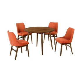 Luxur Living Amba Orange Walnut 42 Inch 5pc Dining Set