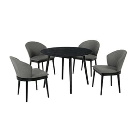 Luxur Living Amba Charcoal Black 42 Inch Round 5pc Dining Set