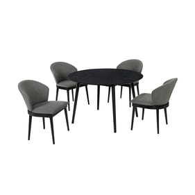 Luxur Living Amba Charcoal Black 48 Inch Round 5pc Dining Set