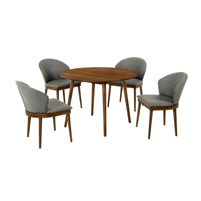 Luxur Living Amba Charcoal Walnut 42 Inch 5pc Round Dining Set LUX-SETARDI5JNWACH42