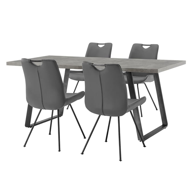 Luxur Living Bhokar Gray 5pc Dining Set LUX-SETCDDI5PCGR