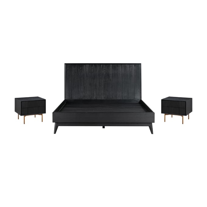 Luxur Living Berula Black 3pc Queen Bedroom Set LUX-SETCFBDBLQN3A