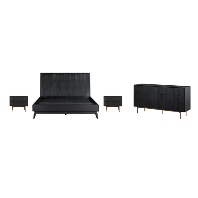 Luxur Living Berula Black 4pc Queen Bedroom Set LUX-SETCFBDBLQN4A