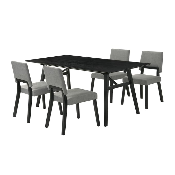 Luxur Living Bhambora Black Charcoal 5pc Dining Room Set LUX-SETCHBLK5CH