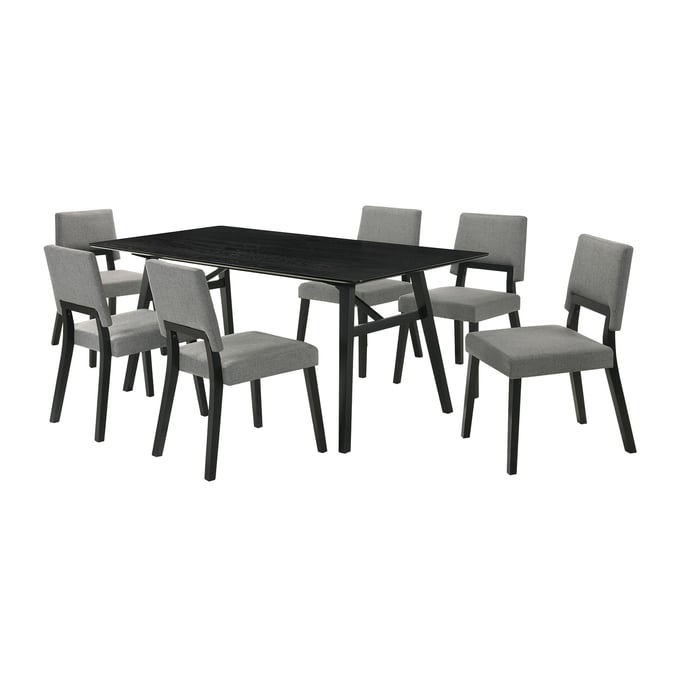 Luxur Living Bhambora Black Charcoal 7pc Dining Room Set LUX-SETCHBLK7CH