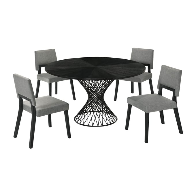 Luxur Living Bhatori Channell Black Charcoal 5pc Dining Room Set LUX-SETCHCQBLK5CH