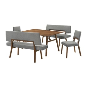 Luxur Living Bhambora Brown Charcoal 5pc Dining Room Set with Benches