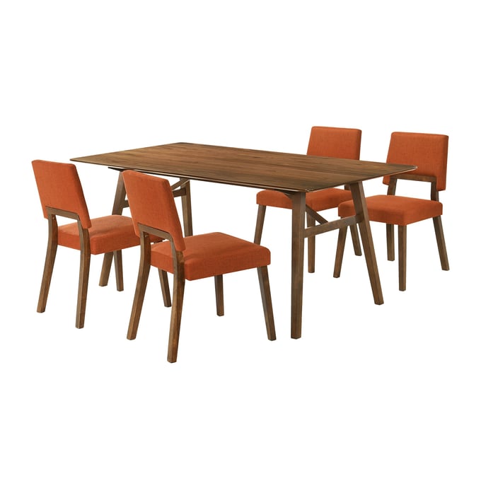 Luxur Living Bhambora Brown Orange 5pc Dining Room Set LUX-SETCHWA5OR