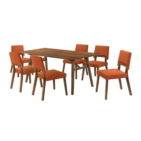 Luxur Living Bhambora Brown Orange 7pc Dining Room Set