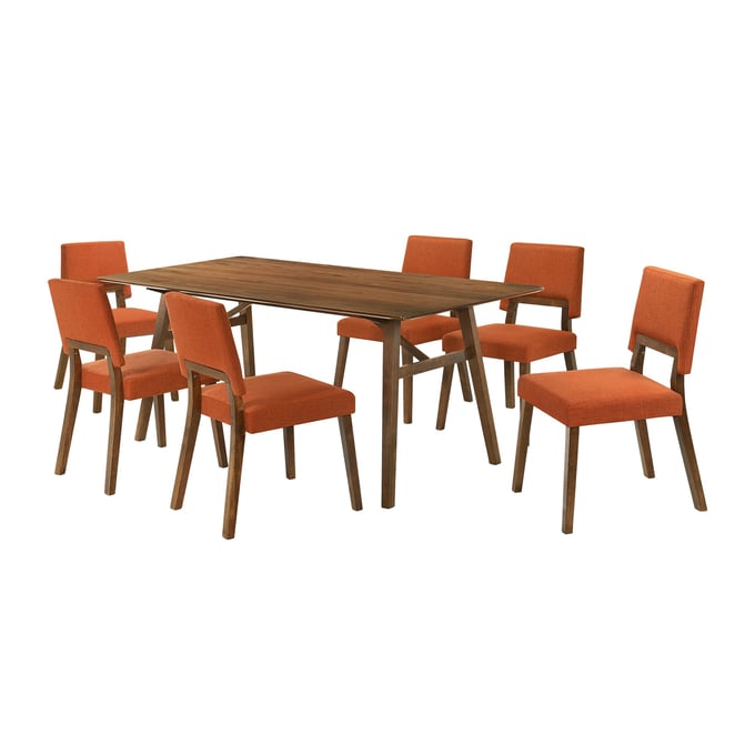 Luxur Living Bhambora Brown Orange 7pc Dining Room Set LUX-SETCHWA7OR