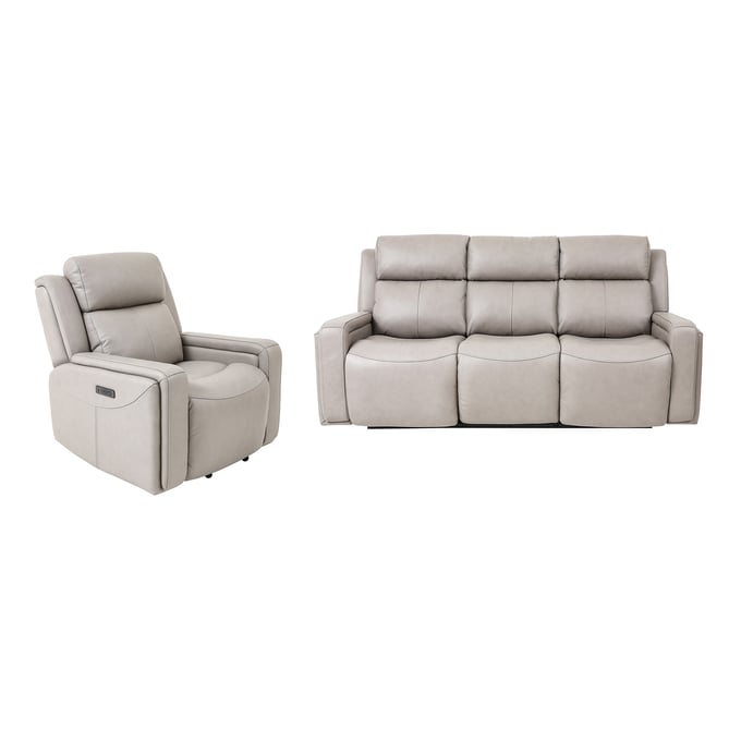 Luxur Living Bhaurad Light Grey Reclining 2pc Living Room Set LUX-SETCLGRY2PC