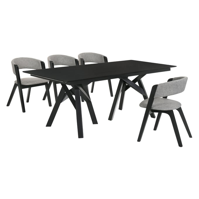 Luxur Living Bhoripgaon Gray Black Rectangular 5pc Dining Set LUX-SETCODIBLK5B