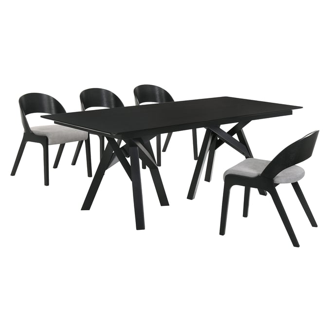 Luxur Living Bhoripgaon Gray Black 5pc Rectangular Dining Set LUX-SETCODIBLK5C