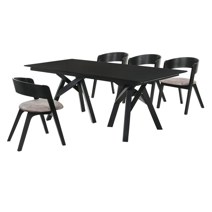 Luxur Living Bhoripgaon Brown Black 5pc Rectangular Dining Set LUX-SETCODIBLK5E