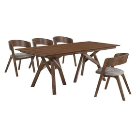 Luxur Living Bhoripgaon Brown Walnut 5pc Rectangular Dining Set