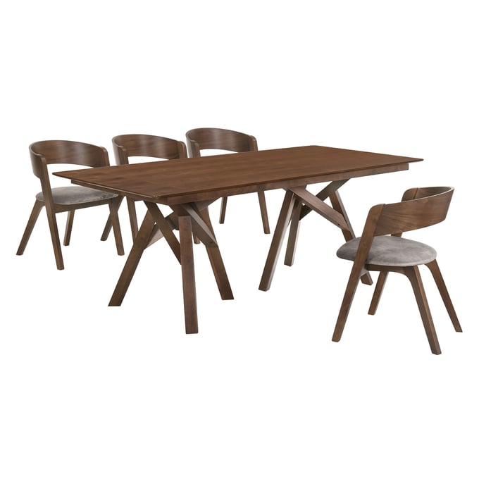 Luxur Living Bhoripgaon Brown Walnut 5pc Rectangular Dining Set LUX-SETCODIWA5E