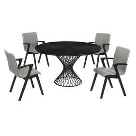 Luxur Living Bhatori Varde Gray Black 5pc Round Dining Set