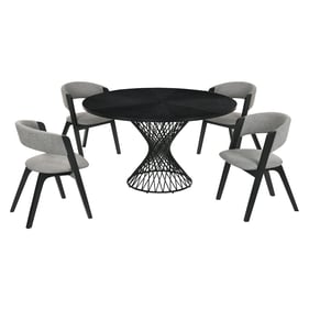 Luxur Living Bhatori Rowan Gray Black 5pc Round Dining Set