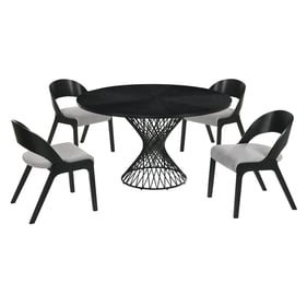 Luxur Living Bhatori Polly Gray Black 5pc Round Dining Set