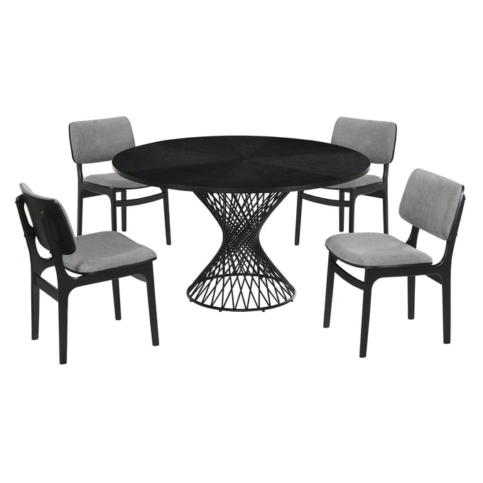 Luxur Living Bhatori Lima Gray Black 5pc Round Dining Set LUX-SETCQDIBLK5D