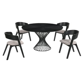 Luxur Living Bhatori Jackie Brown Black 5pc Round Dining Set