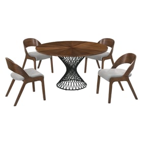 Luxur Living Bhatori Polly Gray Walnut 5pc Round Dining Set