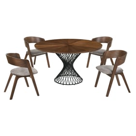 Luxur Living Bhatori Jackie Brown Walnut 5pc Round Dining Set