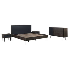 Luxur Living Bibgavhan Dark Gray Solid Oak King 4pc Bedroom Set