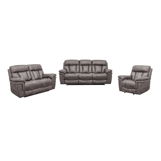 Luxur Living Chapaner Gunmetal Power Reclining 3pc Living Room Set LUX-SETESGM3PC