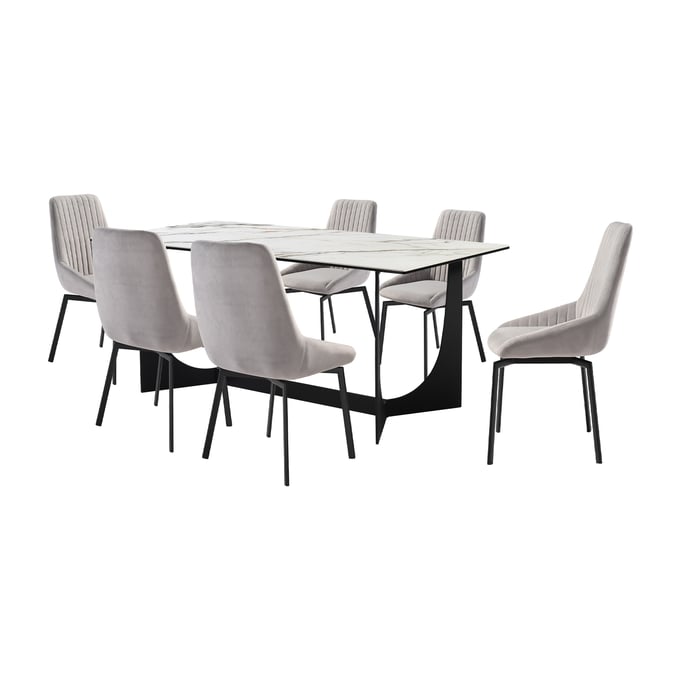 Luxur Living Channi Gray Modern 7pc Dining Room Set LUX-SETESSU7GB